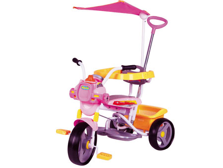 Child's Tricycle with Adjustable Handle and Canopy