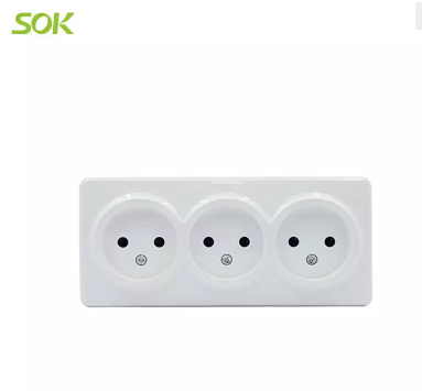 Surface Mounted Triple 2-Pin Outlet