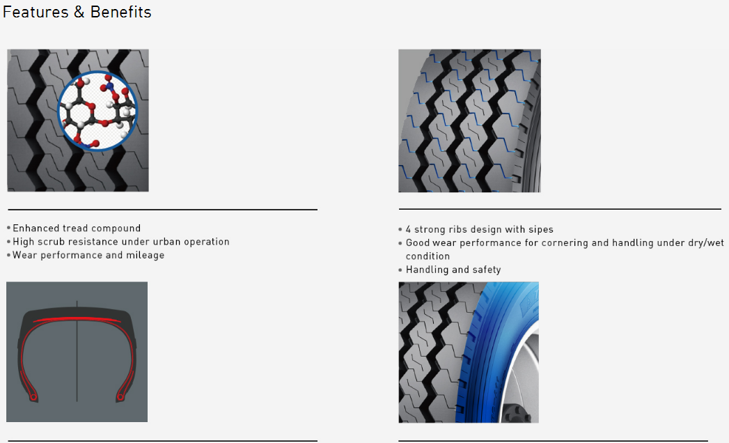 Tread design and performance features diagram