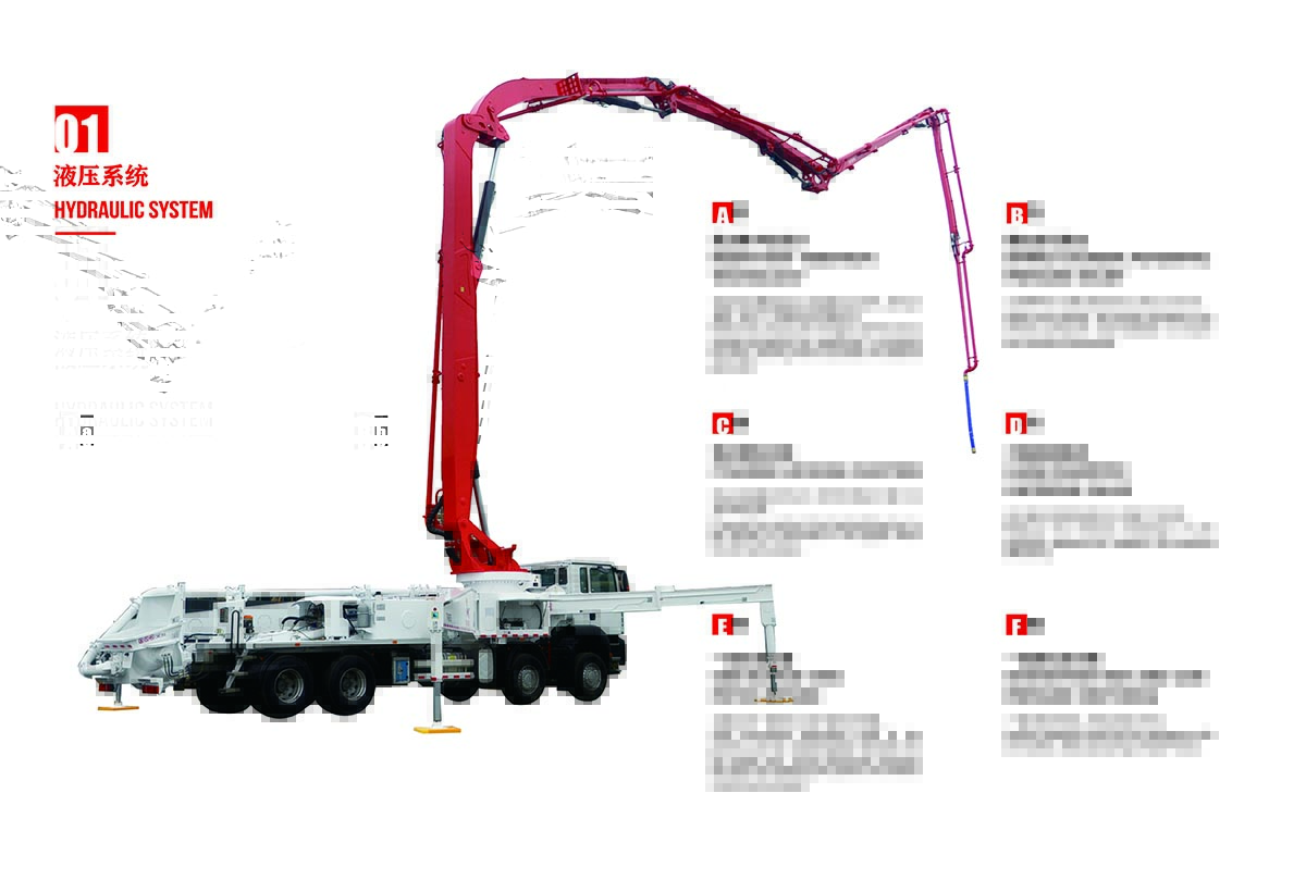 Diagram showing hydraulic system features including boom anti-vibration technology