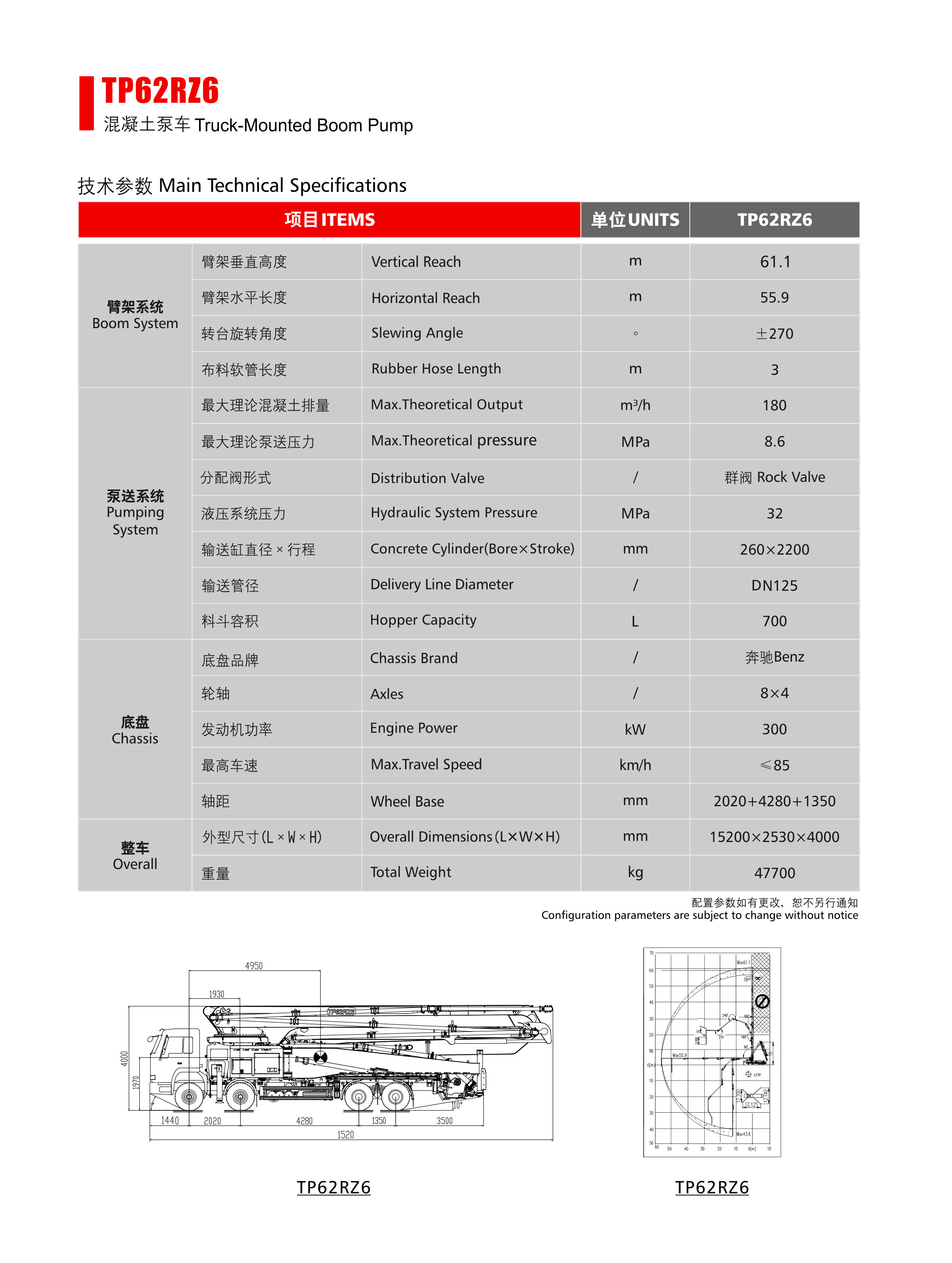 TP62RZ6 Concrete Pump technical diagram