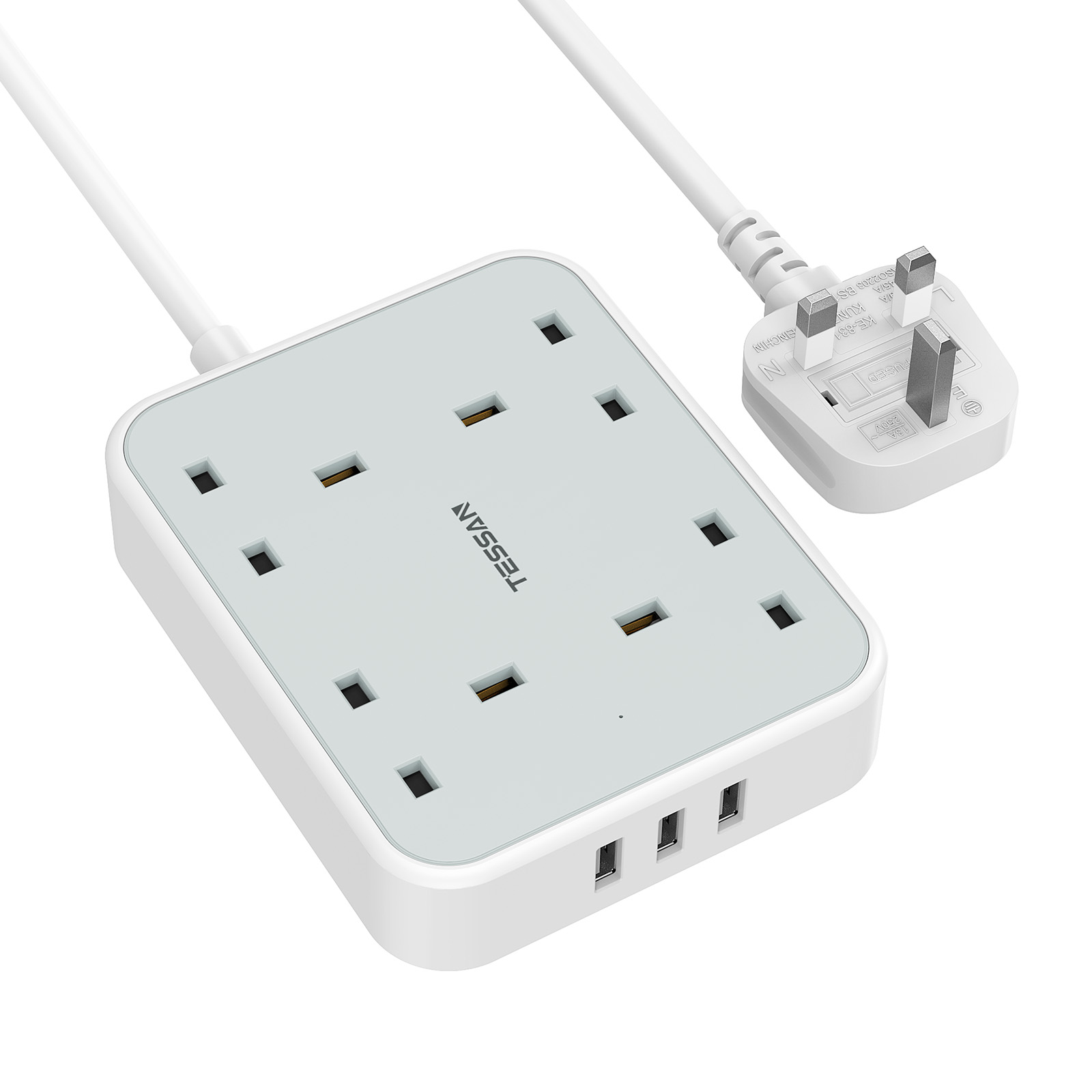 UK Standard AC Outlet Power Strip with USB Charging Ports