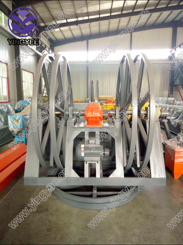 Full view of the tube mill production line showing the decoiler and main sections