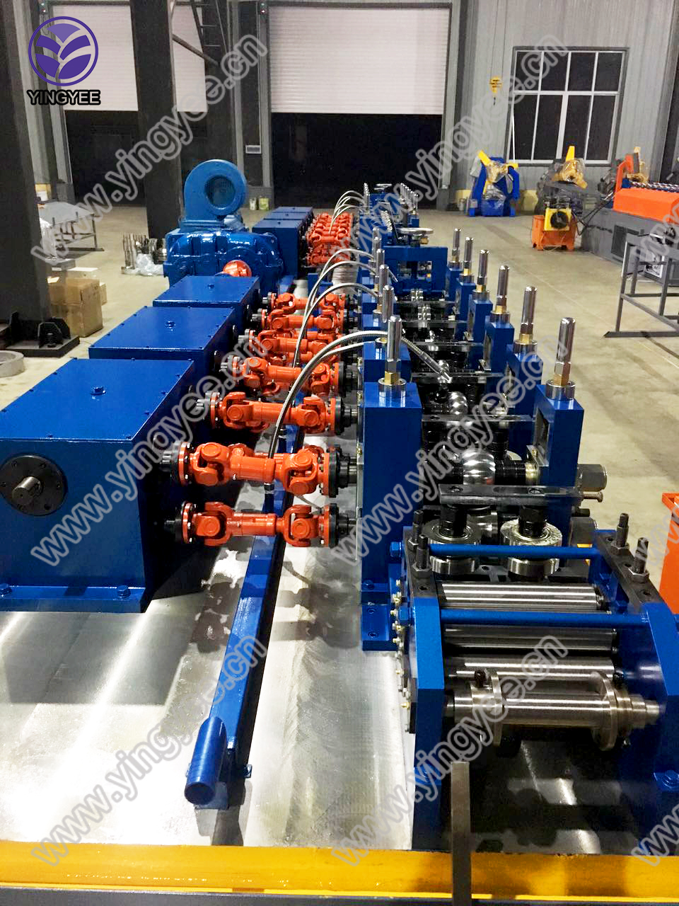 Close up of the forming stands and gearboxes