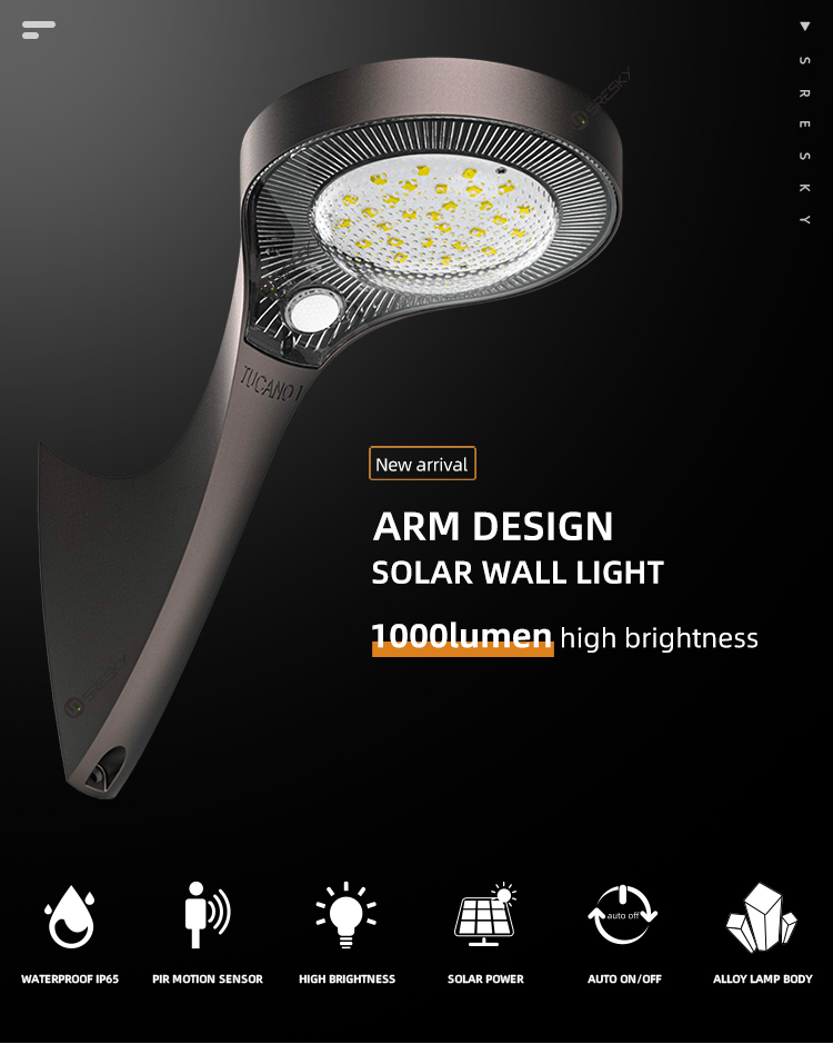 Solar Outdoor Wall Light with Wide Lighting Area