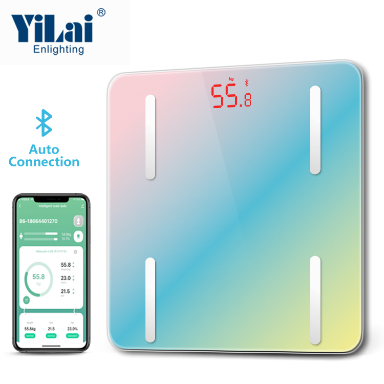 Tuya smart bluetooth scale 180kg rainbow design with red LED display body fat scale - Image 2