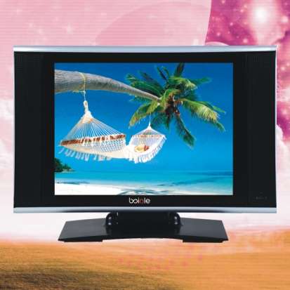 Modern Flat-Screen Television with Tropical Beach Display