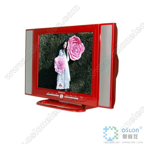 Crimson Red CRT Television with Integrated Speakers