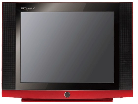 Red Retro Television with Integrated Speakers