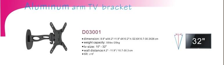 Adjustable Tilt and Swivel TV Wall Mount for 10-32 inch Screens