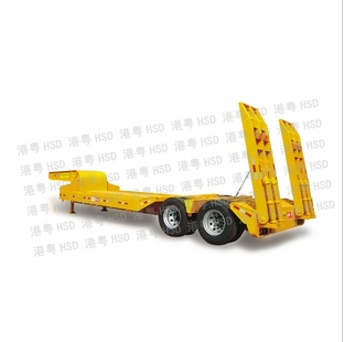 Two-Axle Low Flat Trailer for Heavy Equipment Transport