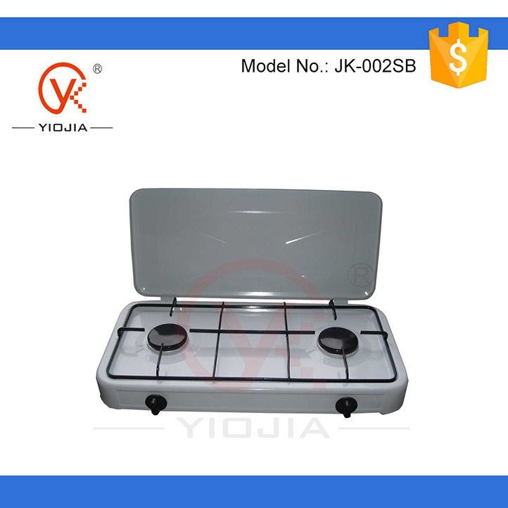 Portable Two-Burner Gas Tabletop Stove with Cover