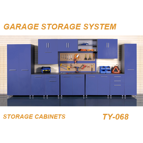 Garage Storage System with Cabinets and Pegboard