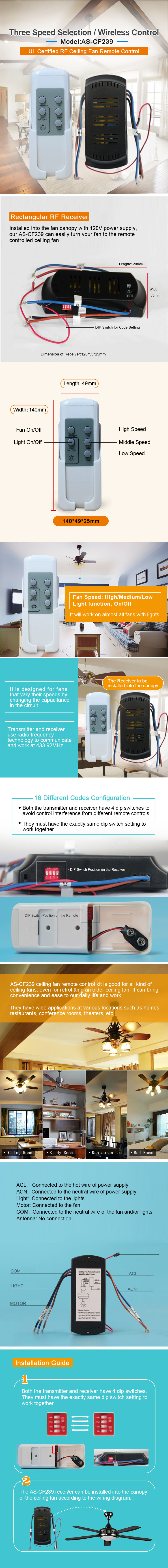Technical diagram of the remote control kit including wiring and dimensions
