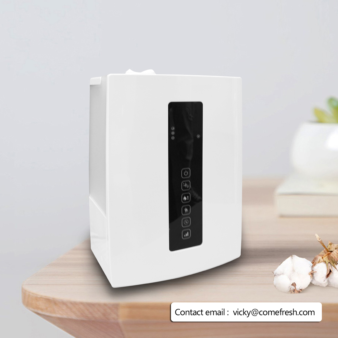 Ultrasonic cool and warm mist humidifier in a modern interior setting
