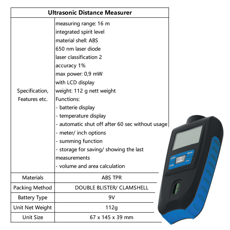 Ultrasonic Distance and Moisture Meter with Multi-Sensor