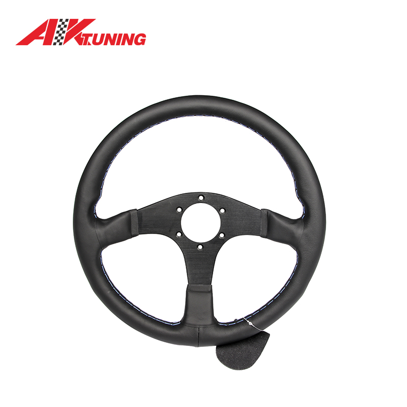 Universal 14inch 350mm Car Genuine Suede Leather Racing Steering Wheel - Image 3