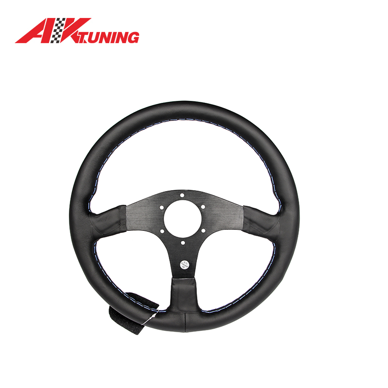 Universal 14inch 350mm Car Genuine Suede Leather Racing Steering Wheel - Image 2