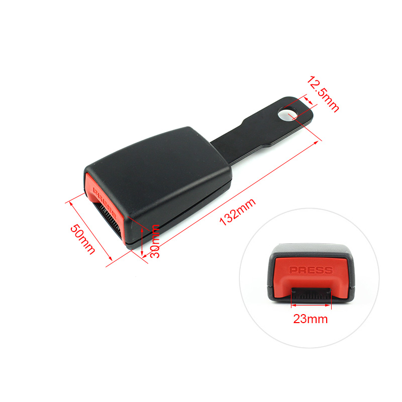 Detailed view of the seat belt buckle dimensions
