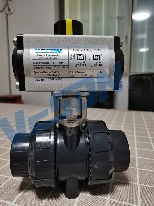 UPVC Pneumatic Ball Valve Pneumatic Pressure Control Valve actuated plastic valve valve ac - Image 2
