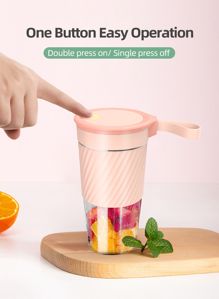 Close up of one-button operation for the portable blender