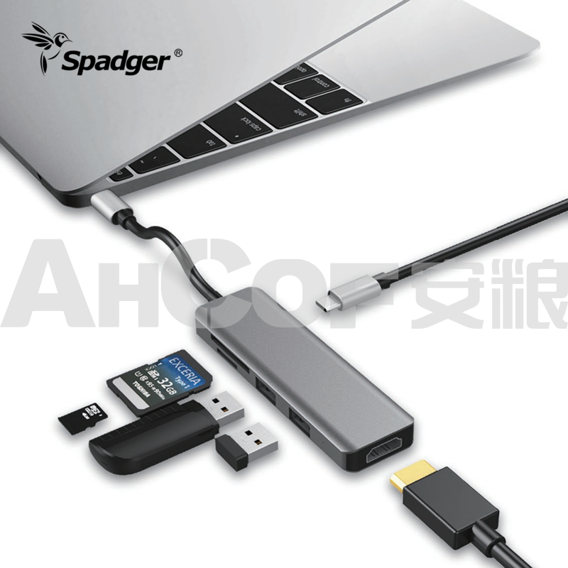 USB C Docking Station,6 in 1 Type-c Hub with PD,3 USB 3.0 Ports,SD/TF Card Readers - Image 2