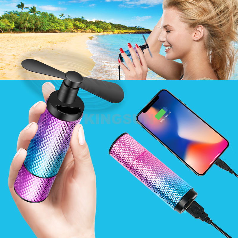 USB Rechargeable Handheld Mini Fan with 2200mAh Power Bank