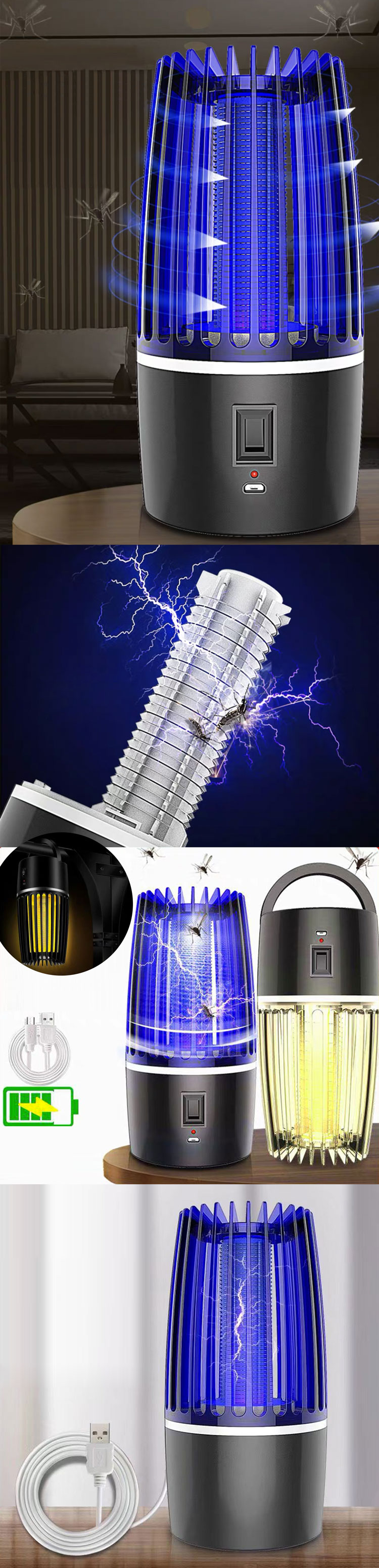 USB Powered Mosquito Killer Lamp with Electric Grid