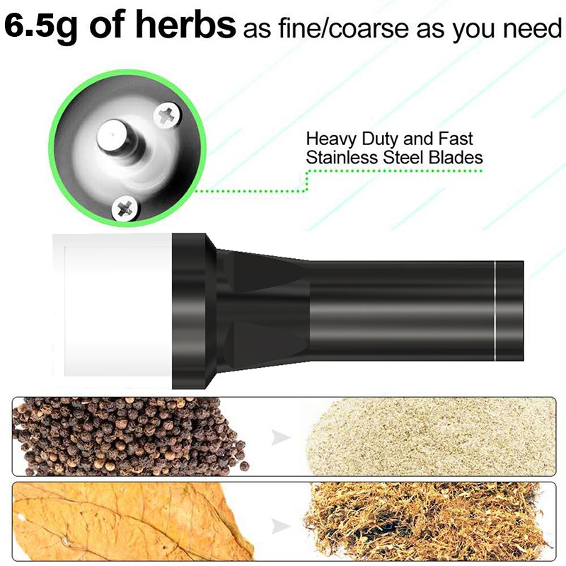 USB Rechargeable Herb Grinder,Spice Mills,Pill Crusher,Large Blade,Black,2.5inch - Image 2