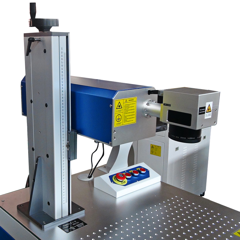 Close up of the laser marking head and galvo scanner