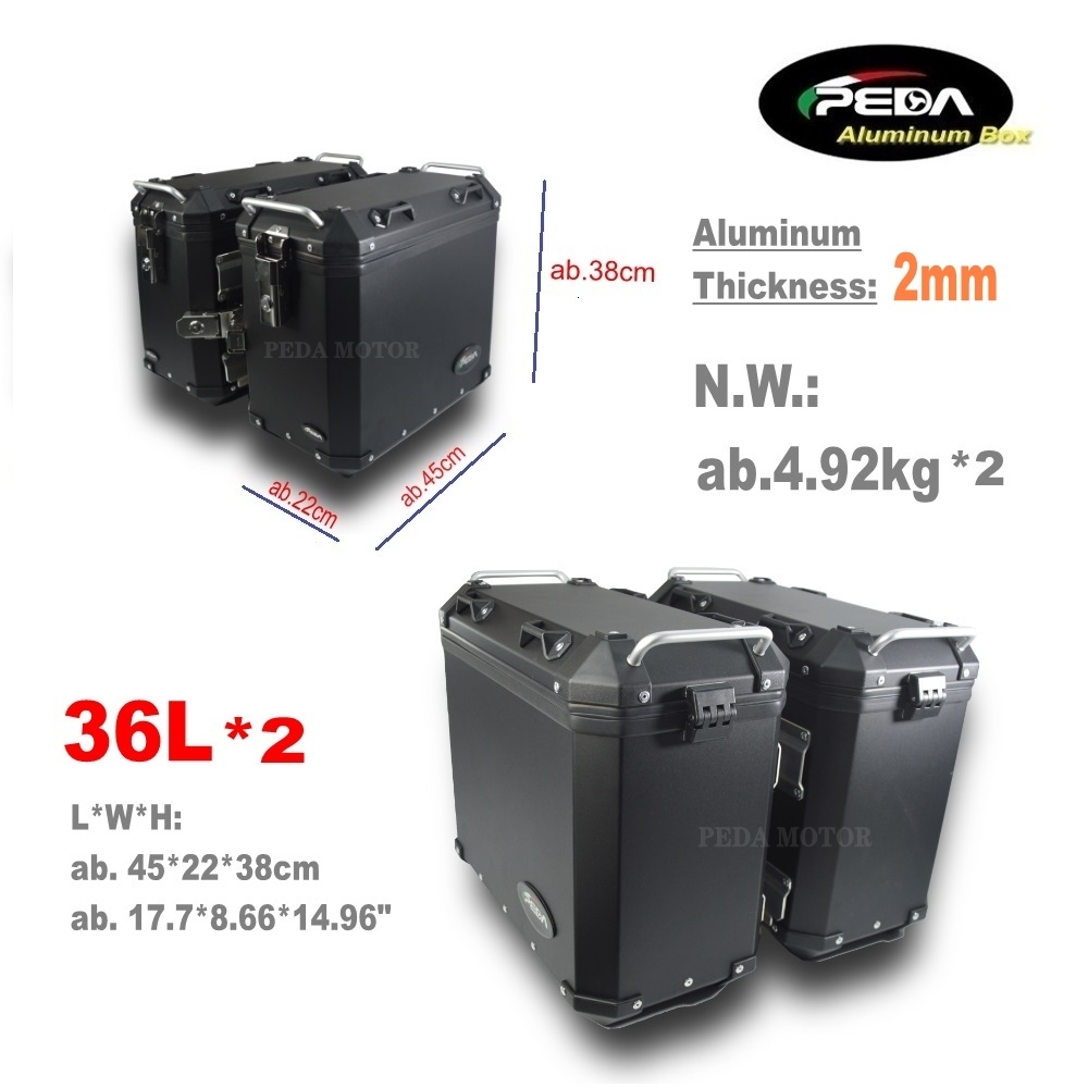 V3-3b Motorcycle Aluminum Box 36L Top Case Side Pannier Scooter Rear Trunk PEDA Motor - Image 2