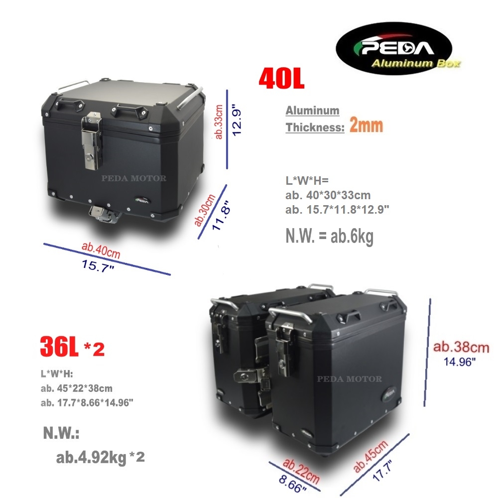 V3-5 Motorcycle Aluminum Box 36L 40L Top Case Side Pannier Scooter Rear Trunk PEDA Motor - Image 2
