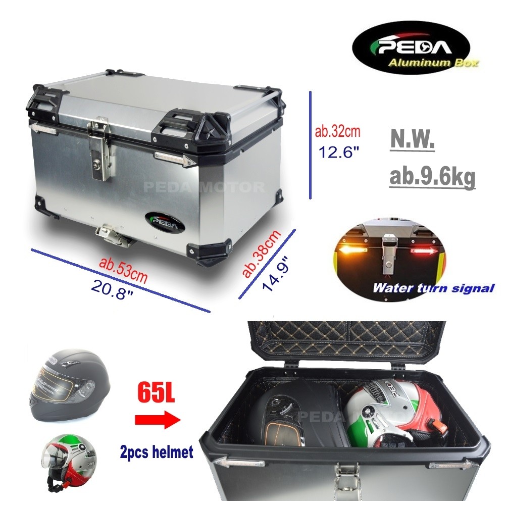 V5-3 Motorcycle Aluminum Box with LED Winker 65L Top Case Side Pannier Scooter Rear Trunk - Image 2