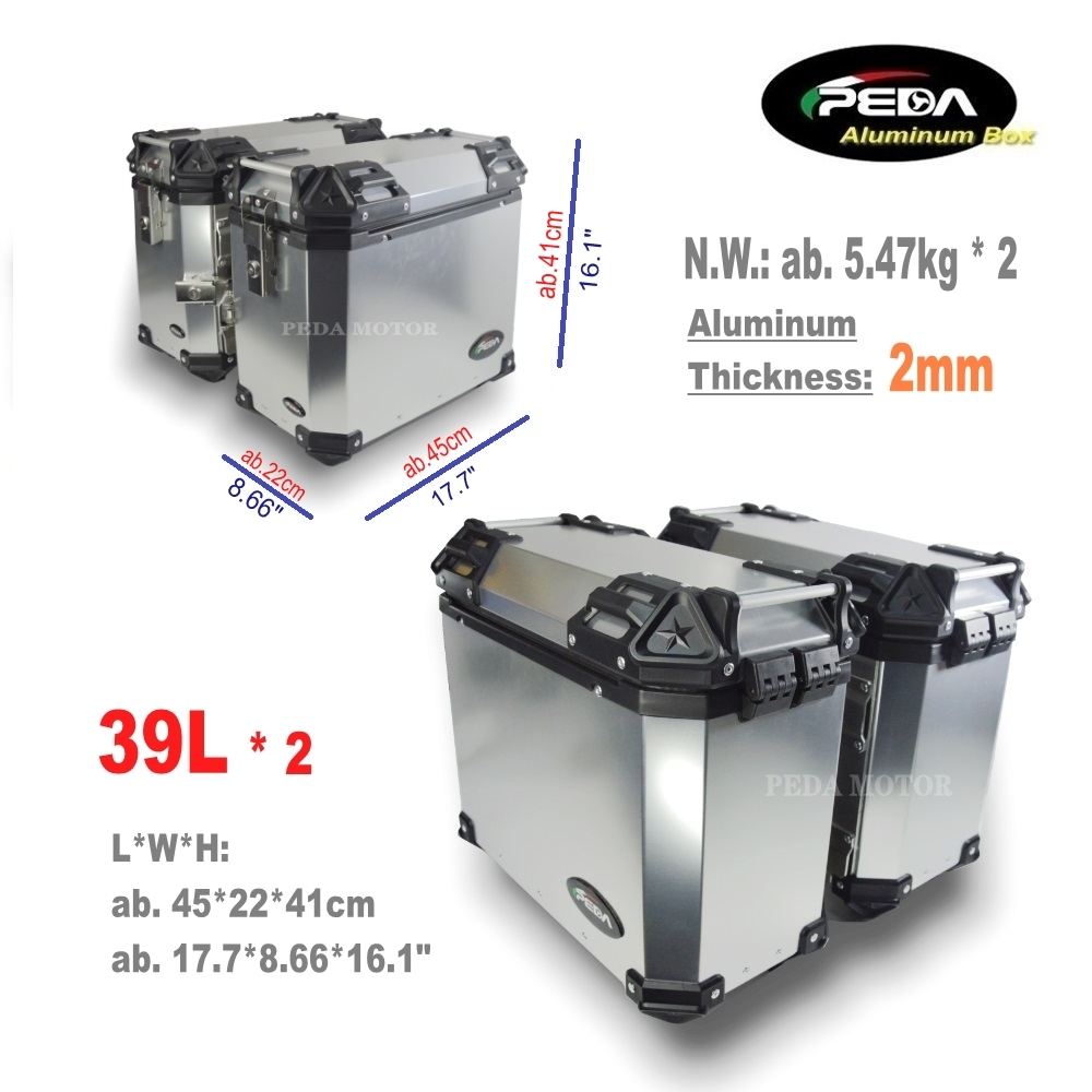 V5-4-2 Motorcycle Aluminum Box with LED Winker 39L Top Case Side Pannier Scooter Rear - Image 2