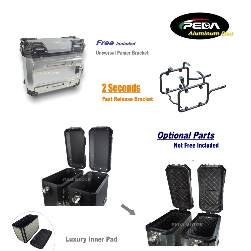 V5-7 Motorcycle Aluminum Box with LED Winker 65L 39L Top Case Side Pannier Scooter Rear - Image 3
