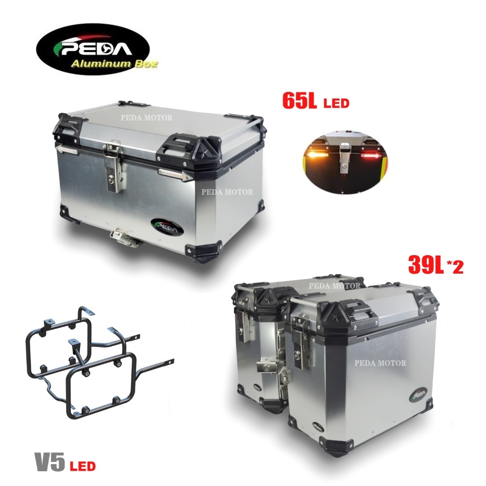 Motorcycle aluminum box set with LED turn signals