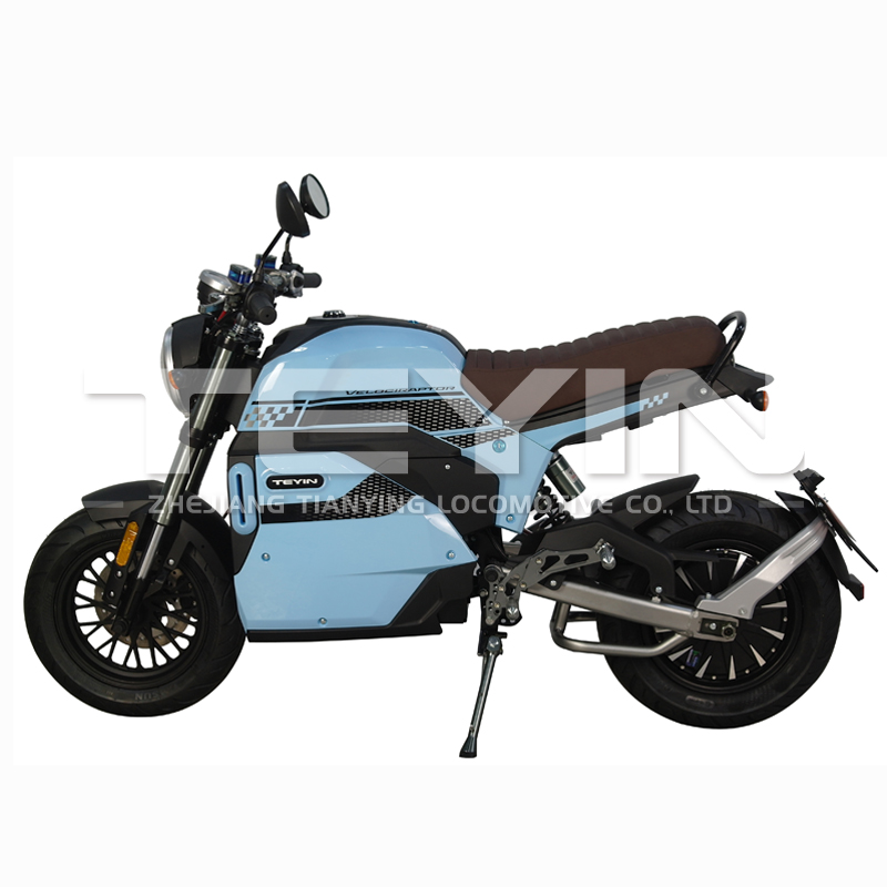 Side profile of V6 retro electric motorcycle