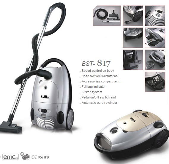 Bagged Cylinder Vacuum Cleaner with Swivel Hose