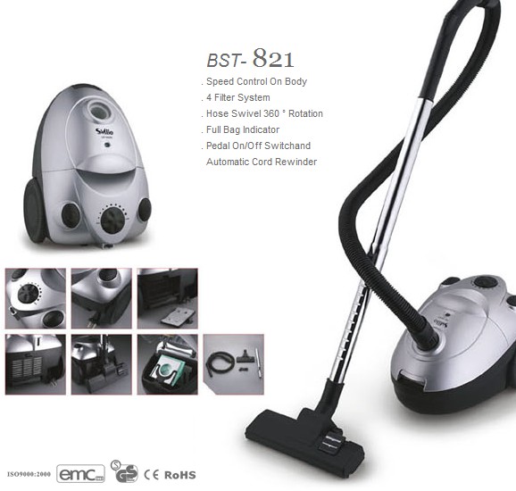 Bagged Cylinder Vacuum Cleaner with Multi-Stage Filtration