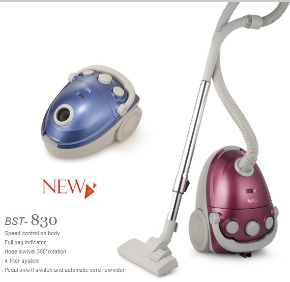 Canister Vacuum Cleaner with Automatic Cord Rewinder