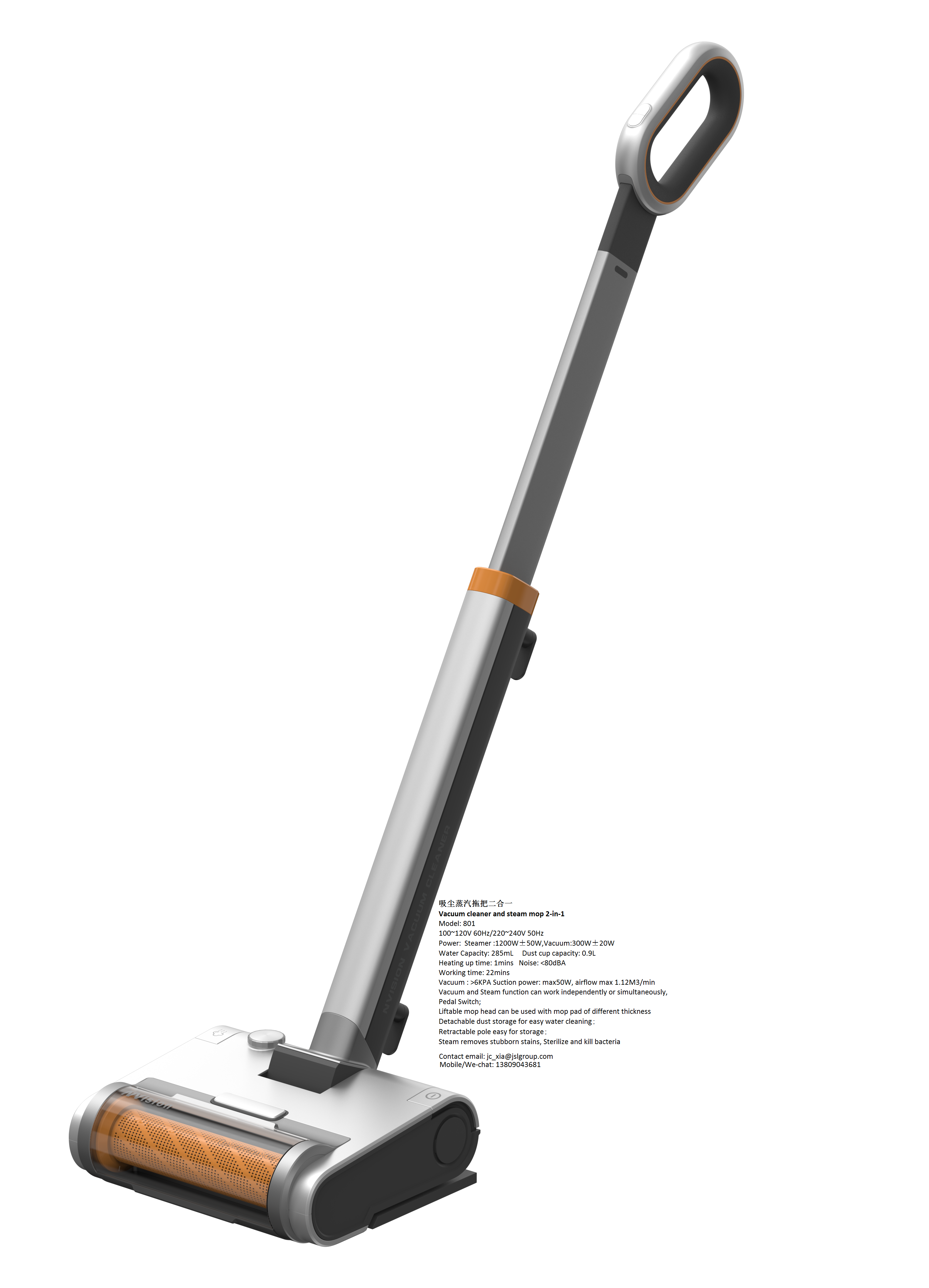 2-in-1 Vacuum Cleaner and Steam Mop