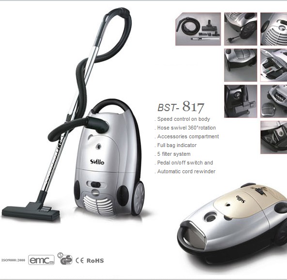 Canister Vacuum Cleaner with Automatic Cord Rewinder