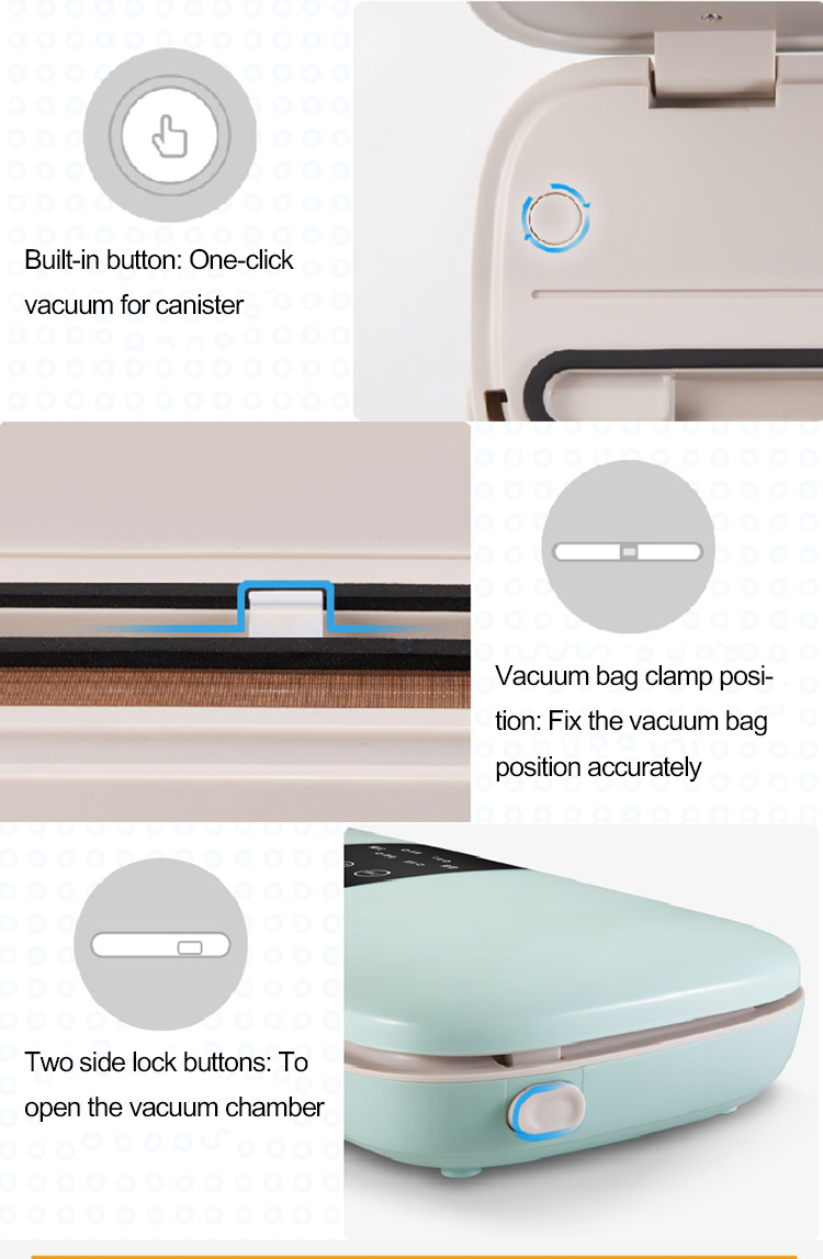 Vacuum sealer controls and locking mechanism details