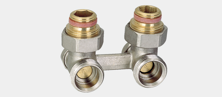 Brass Heating System Manifold with Dual Outlets
