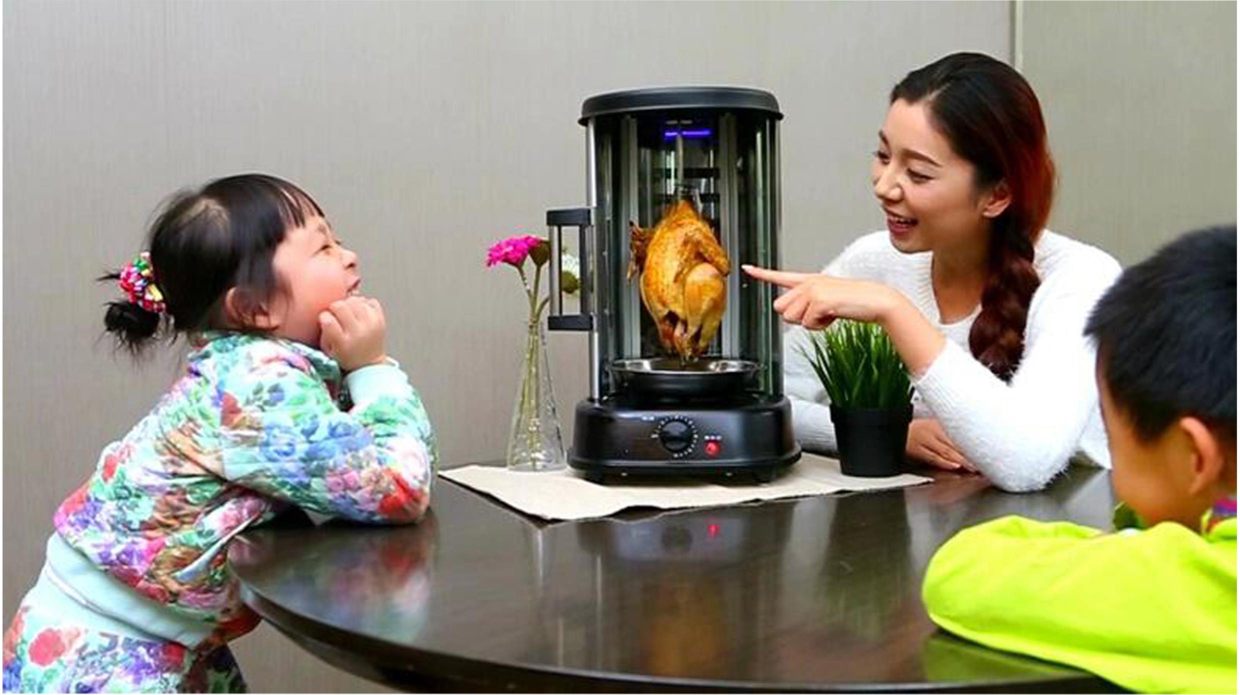 Vertical Rotisserie Grill in a compact kitchen setting