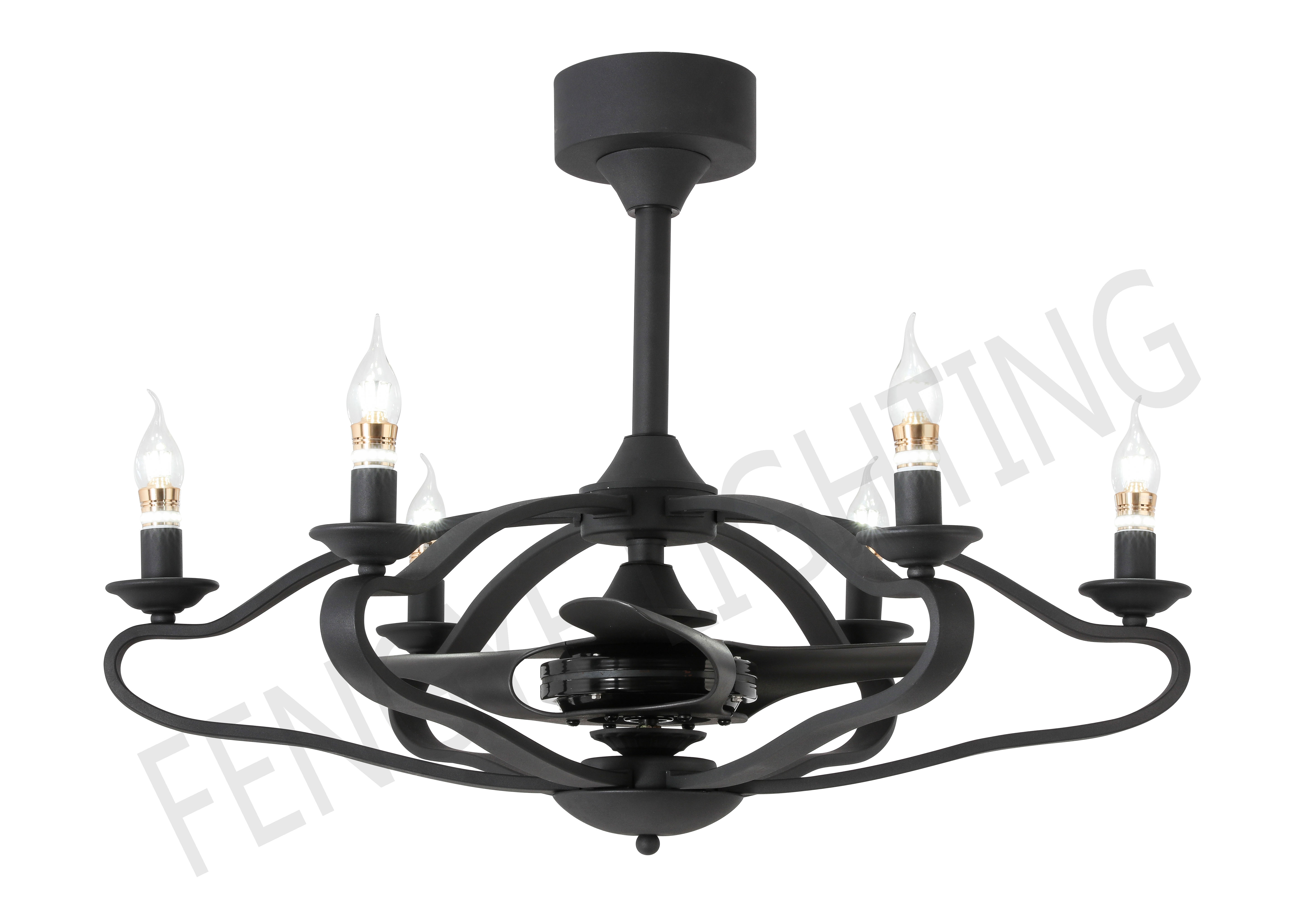 Vintage Style Chandelier with Fan - Image 2