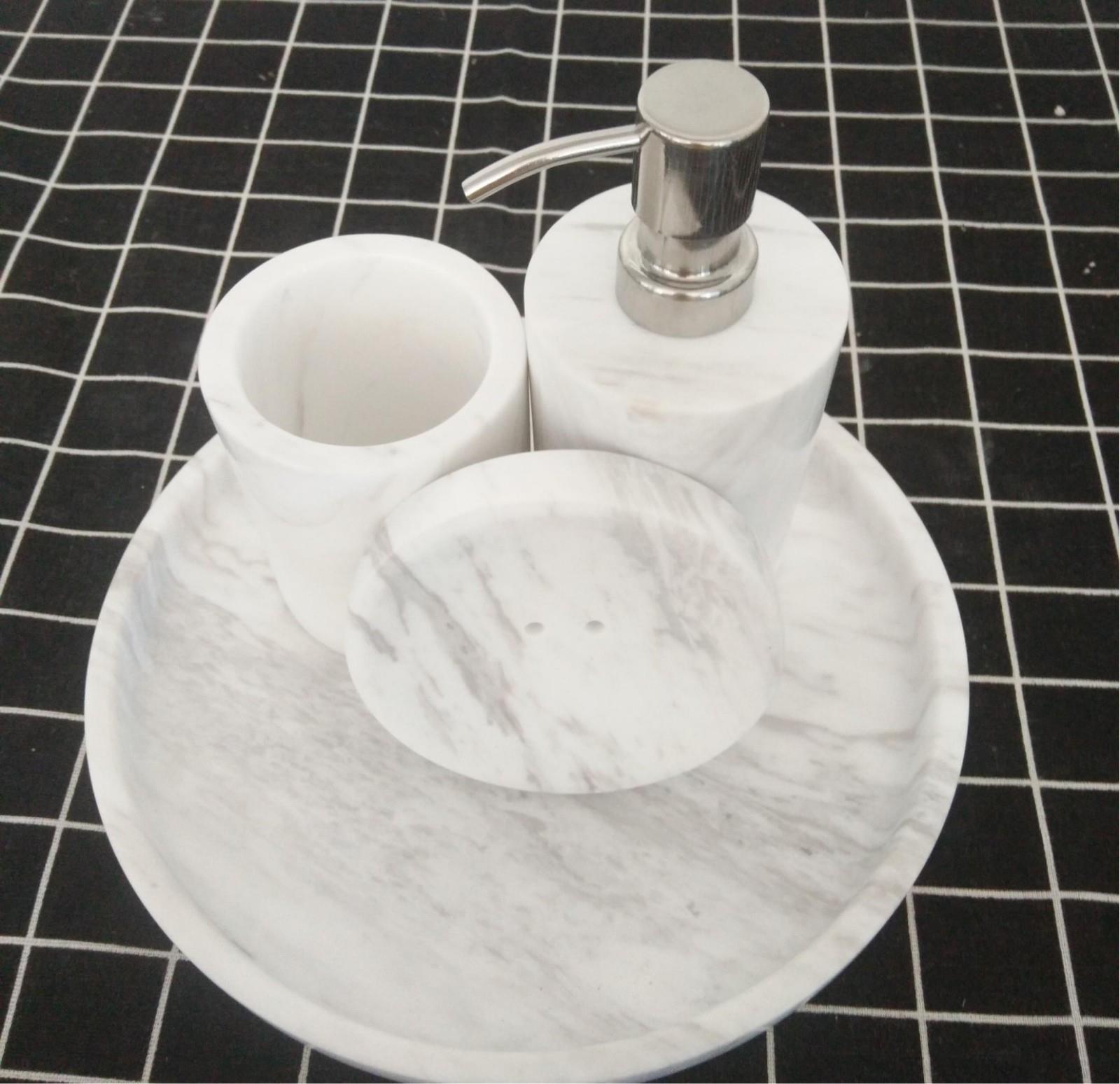 White Marble Bathroom Accessories Set