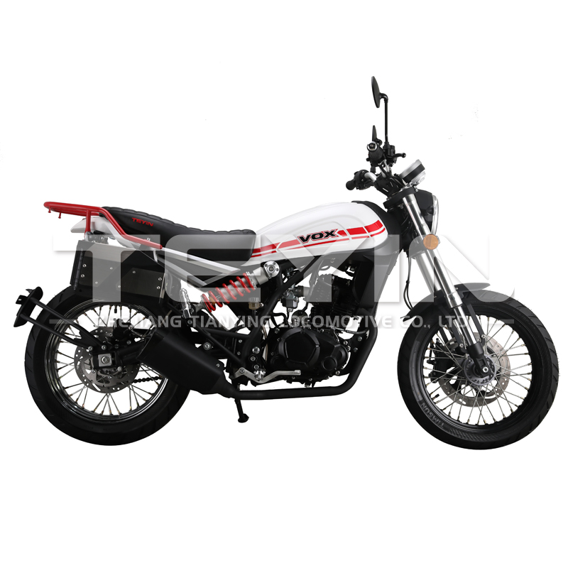 Close up of the scrambler tire and suspension