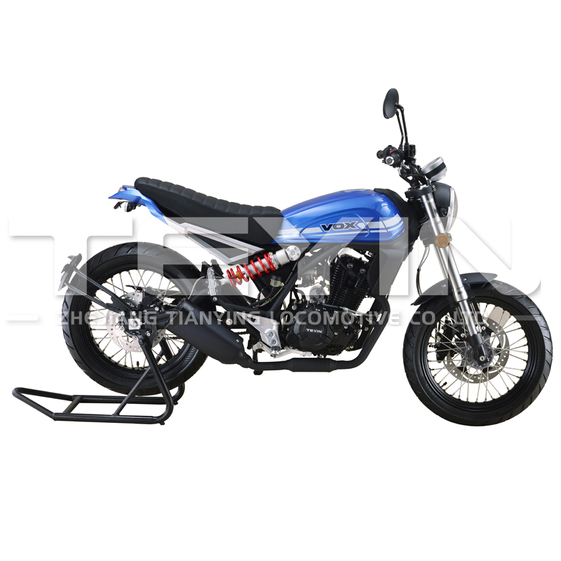 Retro style 250cc scrambler motorcycle side profile