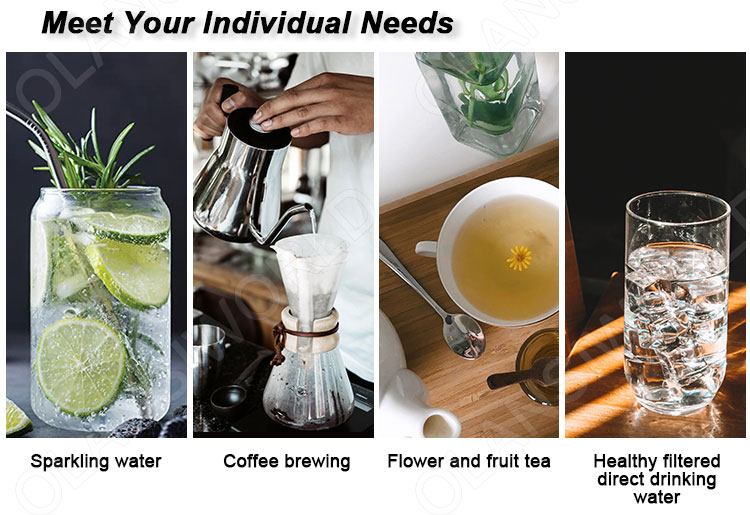 Various drink options provided by the dispenser